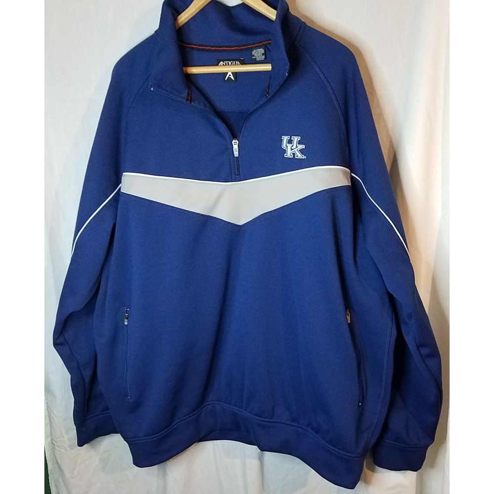 Mens UK Pullover 1/2 Zip Antigua Hoodie Blue Size XL